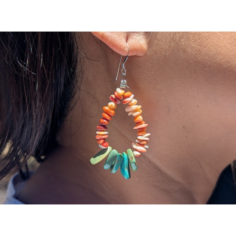 Navajo Dangle Earrings Sterling Silver Handmade Native American Jewelry ***‎